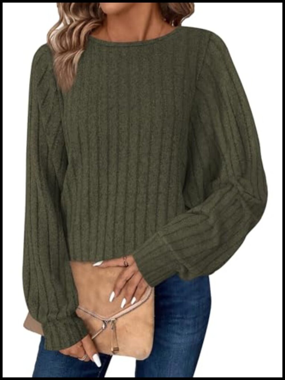 Women's Batwing Long Sleeve Tunic Sweater Lightweight Crew Neck Fall Work Top